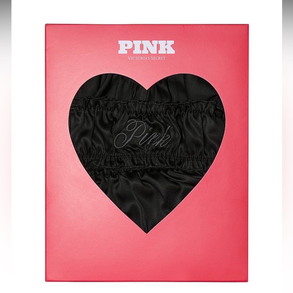 Victoria’s Secret PINK SILKY FLUTTER BRALETTE & PANTY SET. BLACK NEW LARGE